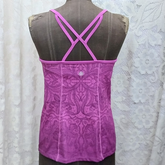 Athleta Tank Top Harmonious Ombre Pattern Pink Criss Cross Straps S Like New - Picture 2 of 8